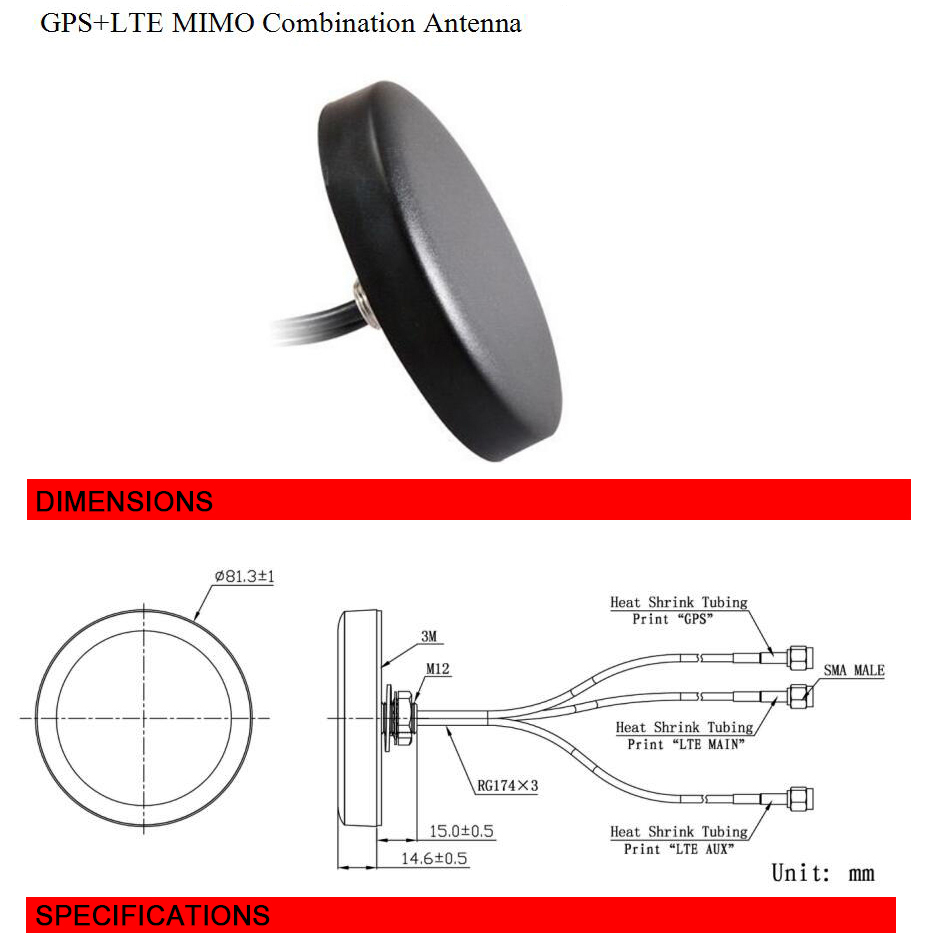 Ip67 Waterproof Lte Mimo 4g 3g 2g Gnss Outdoor Antenna,Gps Glonass 5
