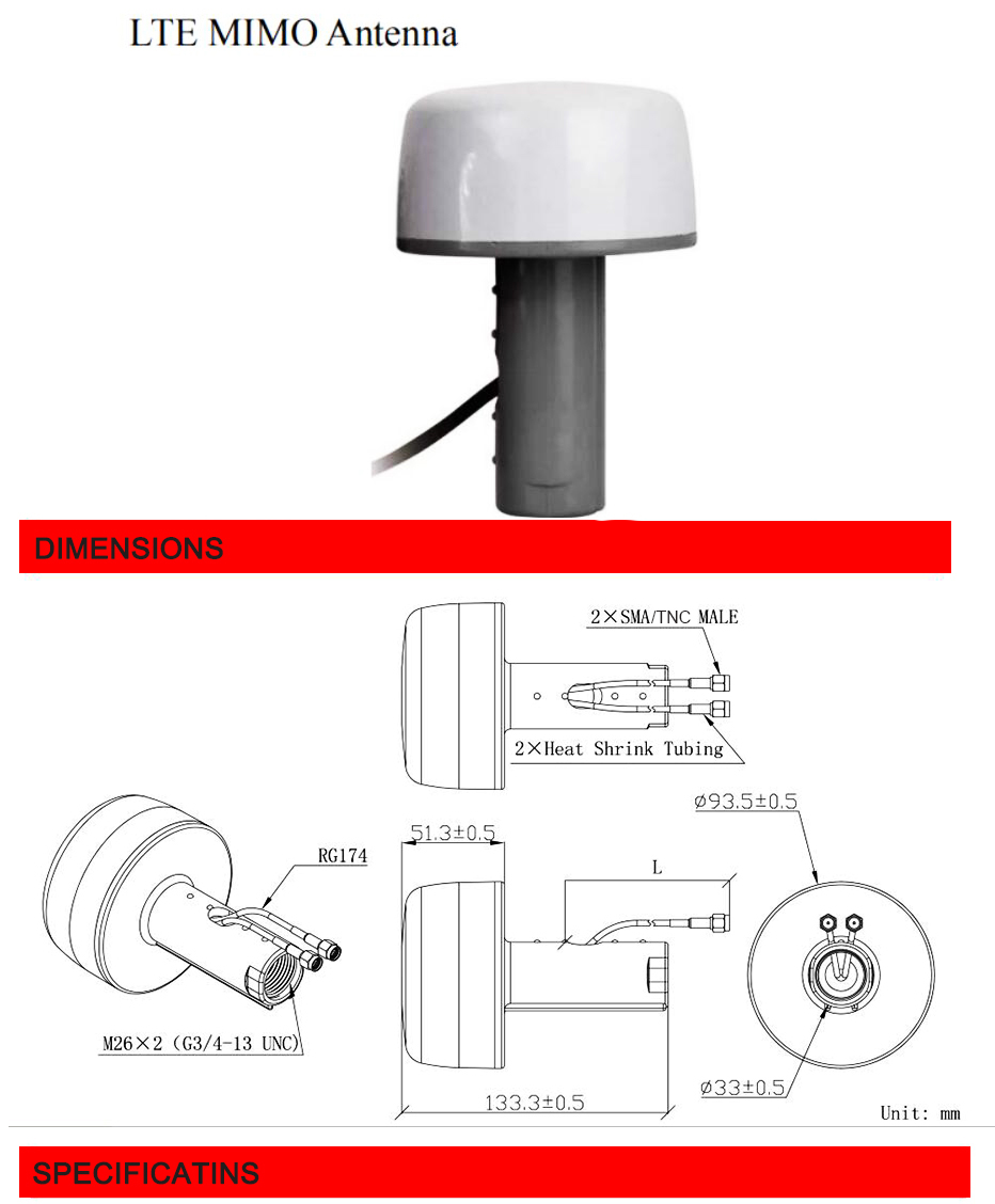 M2m Mimo Lte Antenna,4g Lte Mimo Antenna Dual Sma Connectors 5