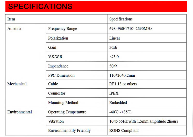 Nb Iot Cat1 Cat4 Antenna,4g Flex Antenna,With Ipex Mhfi(u.fl Compatible),698-2690mhz Range 9