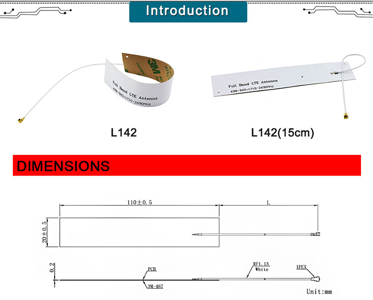 Nb Iot Cat1 Cat4 Antenna,4g Flex Antenna,With Ipex Mhfi(u.fl Compatible),698-2690mhz Range 8