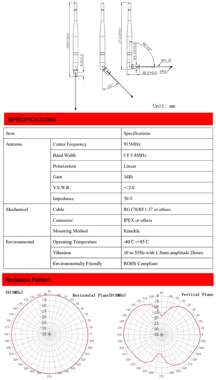 Ism 915mhz Whip Antenna,Sma Male Connector,915 Mhz Antenna Module 3dbi Omni Direction 8