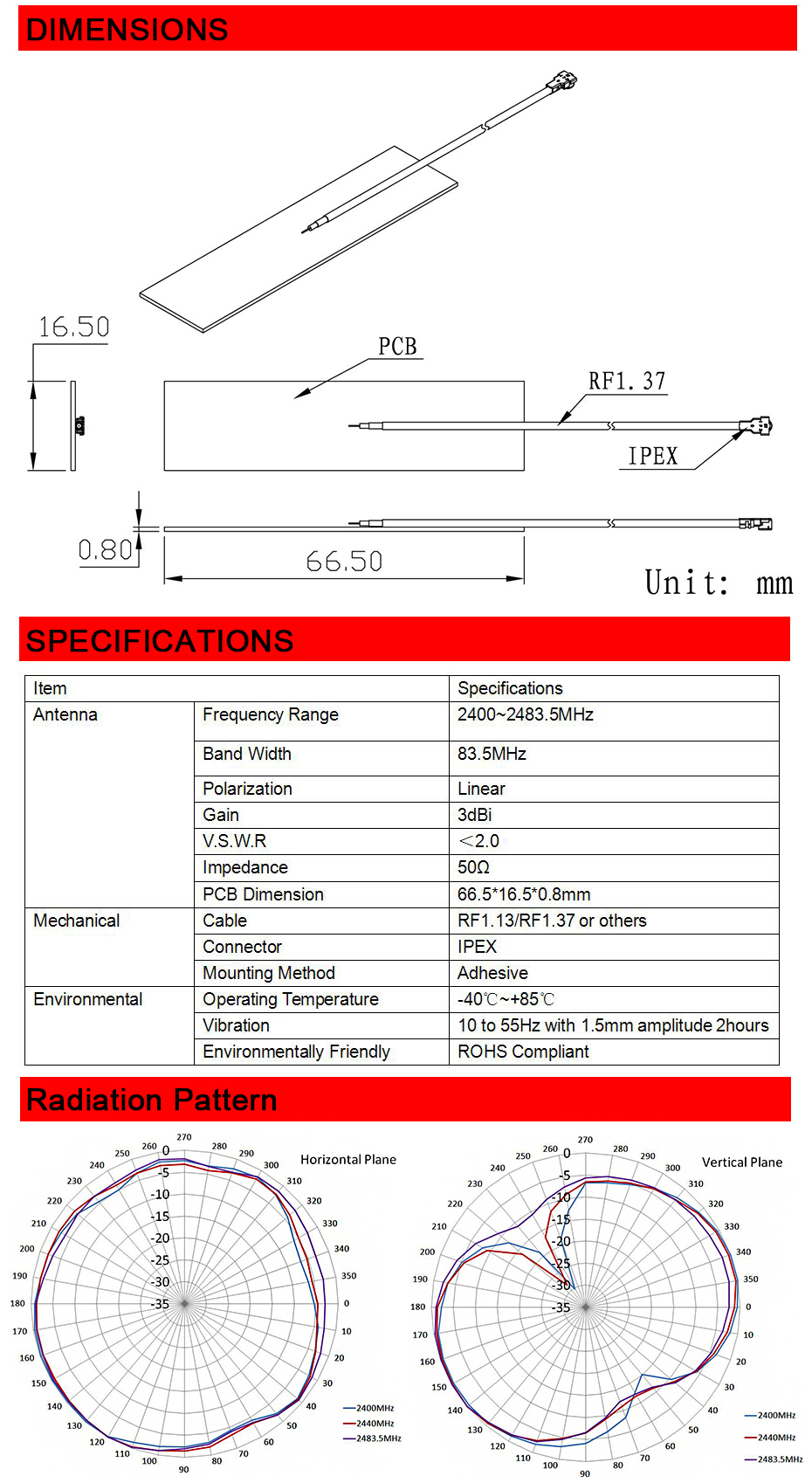 Tablet High Quality Wifi Antenna Wifi Internal Pcb Antenna With Ipex 8