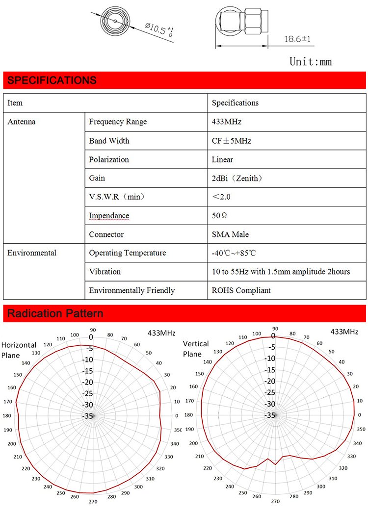 New Wireless Rubber Antenna 433mhz L Type With Sma Plug Male 8