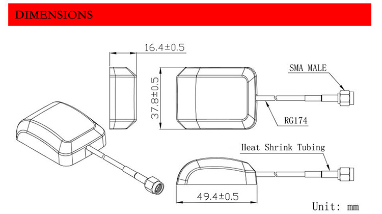 Waterproof 28dbi Gain Gps Active Antenna With Sma Plug 3meter 7