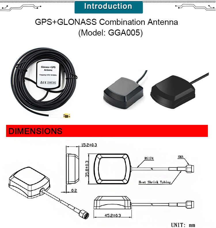 Gps Glonass Antenna,Ip67 Rated,Ultra-low Profile Miniature Magnet Mounted 6
