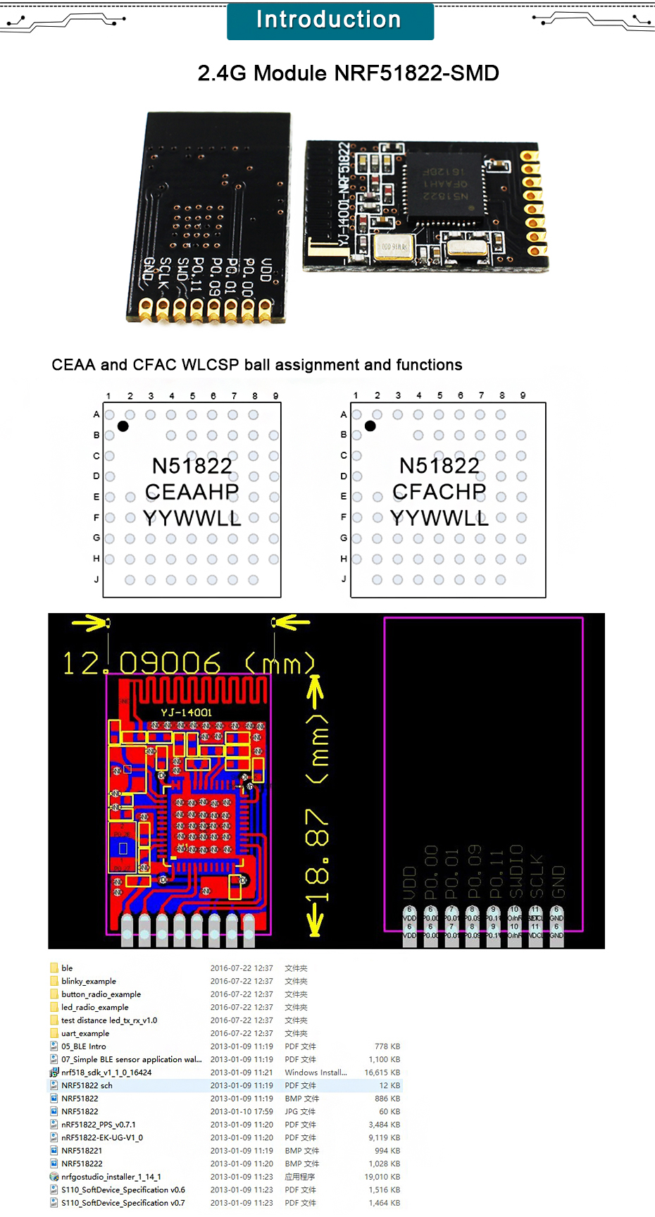 1pc Nordic Ble Sensor Nrf51822 2.4g Wireless Module For Xbee Ble4.0 Small Size Smd Transceiver,Nrf51822-qfaa 256k Flash/16k Ram 8