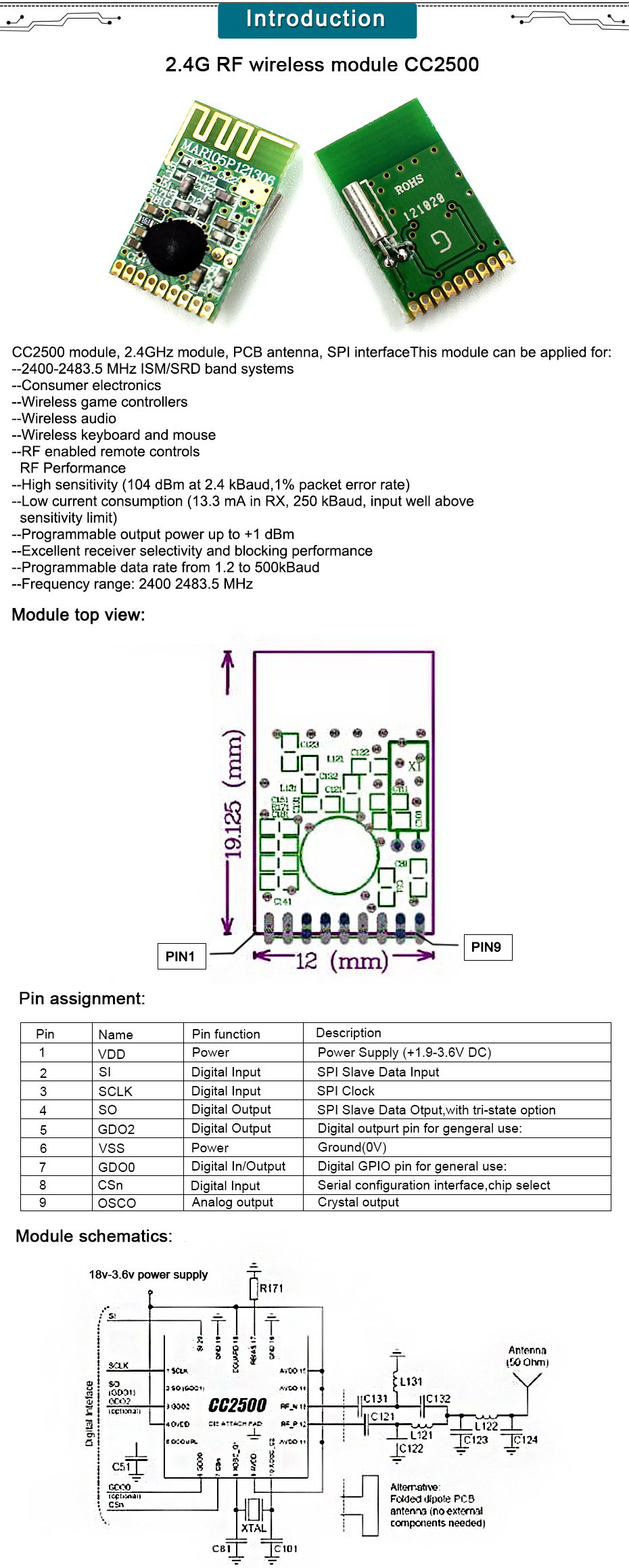 2.4g Wireless Transceiver Module Cc2500 7