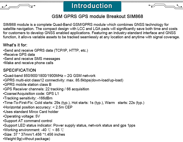 Gps Gsm Sim868 Breakout Board,Sim868 Kits With Gsm And Gps Antenna 8