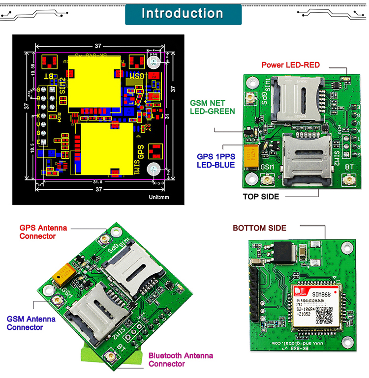 Gps Gsm Sim868 Breakout Board,Sim868 Kits With Gsm And Gps Antenna 10