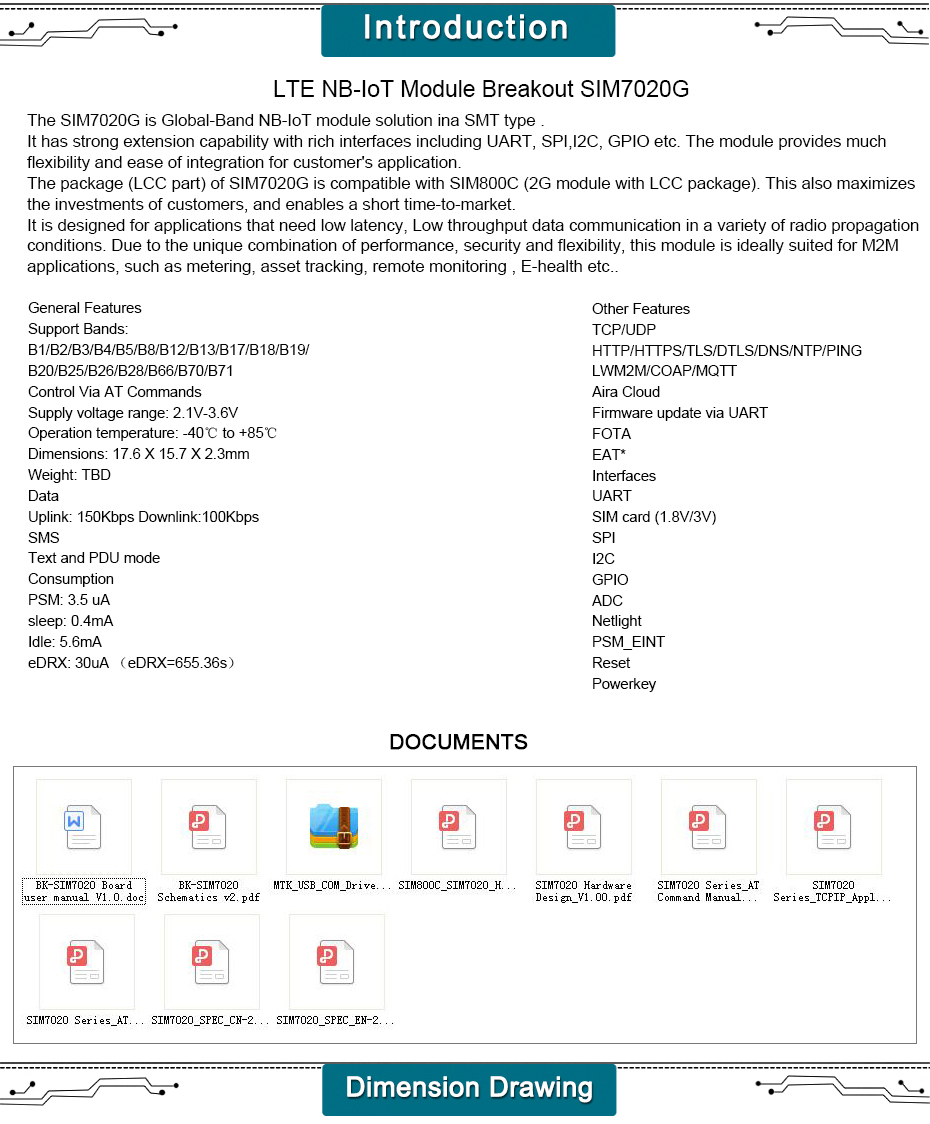 Global-band Nb-iot Sim7020g Sim7020 With Nb 4g Antenna 8