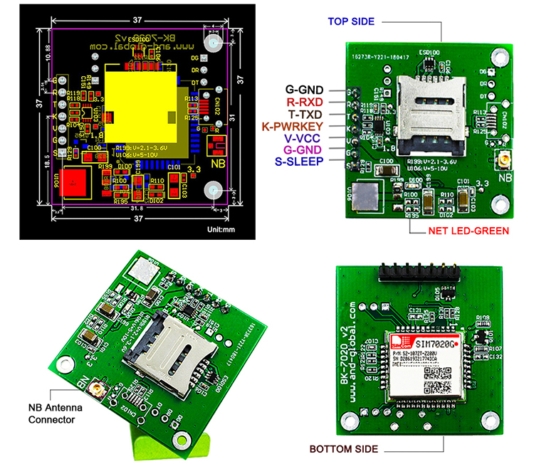 Global-band Nb-iot Sim7020g Sim7020 With Nb 4g Antenna 9