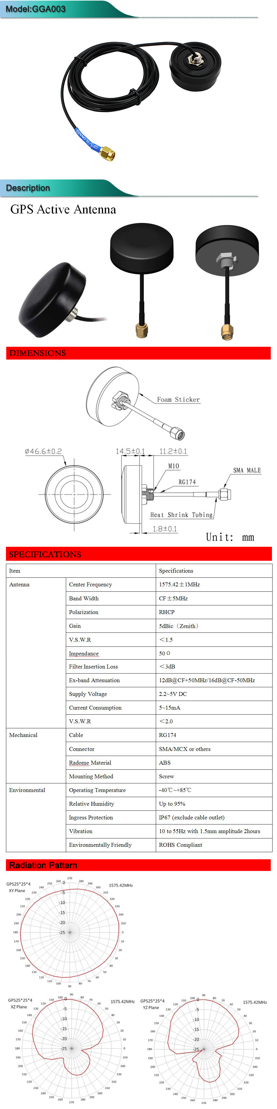 Enhanced Car GLONASS L1 Signal Antenna Boost GNSS Reception with L-Band SMA 3m 3