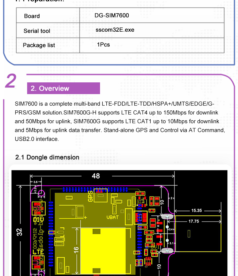 Sim7600sa Rs232 Db9 Mini Usb Interface 4g Lte Modem 4