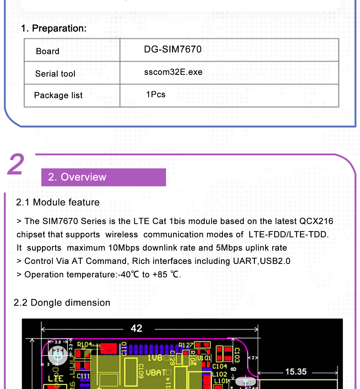 Dongle USB SIM7670G LTE Cat1 module Global with 4G FPC antenna 7