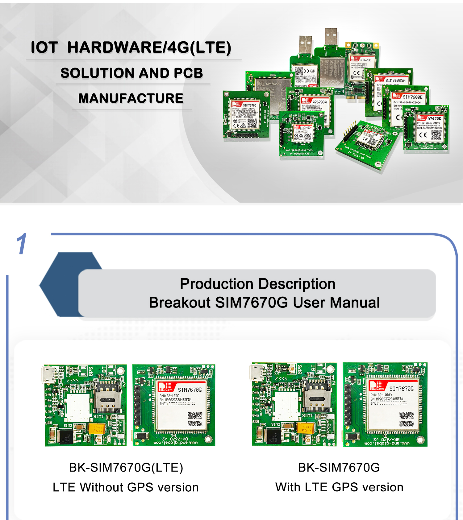 4G communication SIM7670G LTE Cat1 module Global,Qualcomm SIM7670G breakout kit development Core Board 4