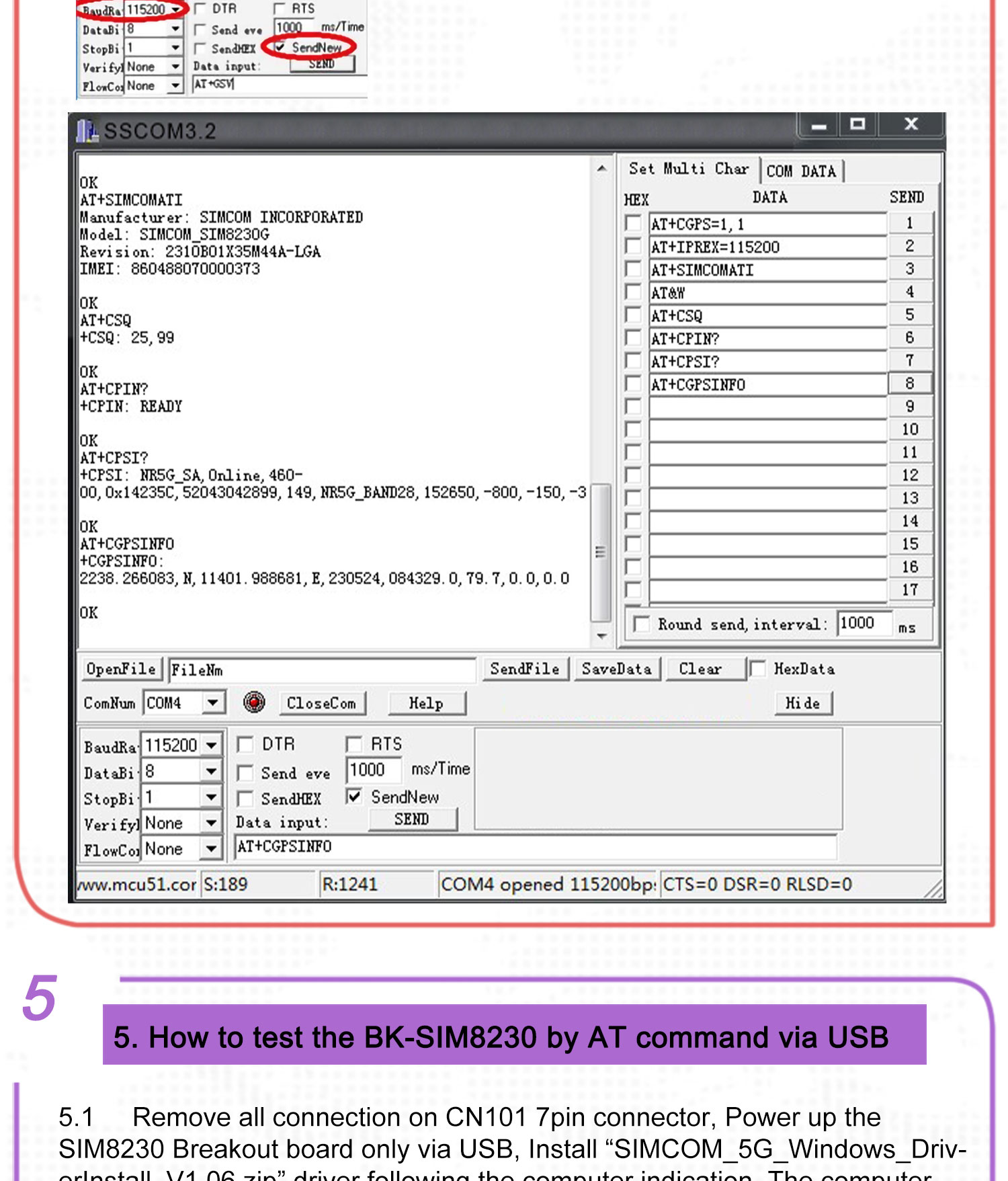 Global Multi Band 5G RedCap SIM8230G breakout SIMCOM with global LTE bands GPS/GNSS support 11