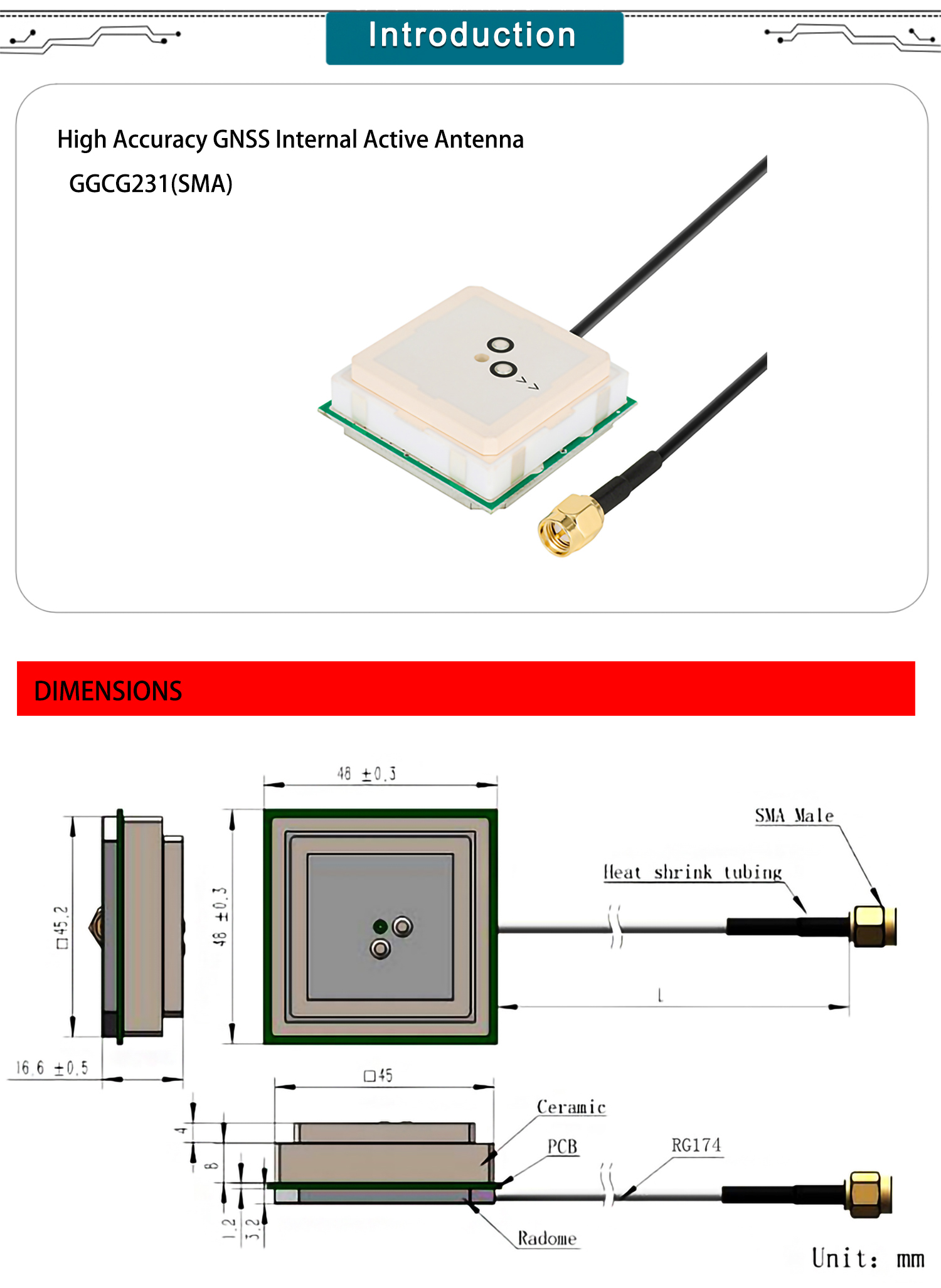 GNSS L1 L5 Multi Band High Precision Antenna,multi LNA GPS/GLONASS/BEIDOU/GALILEO 4