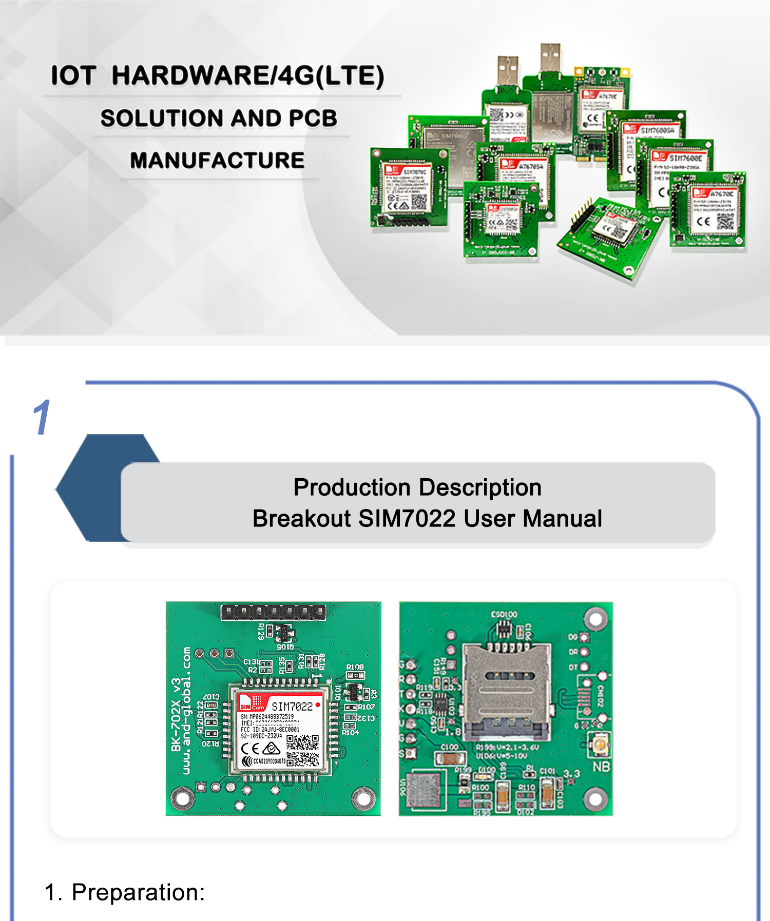 SimCom SIM7022 Breakout SIM7022 NB IoT module,compatible with SIM800C 4