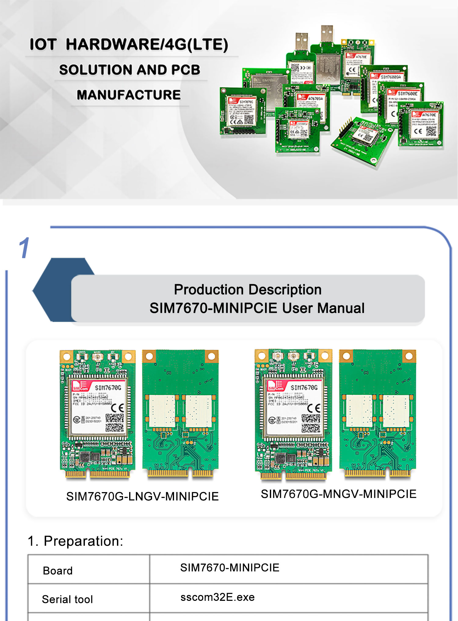 Mini PCIe SIM7670G LTE Cat Module Global Version 5