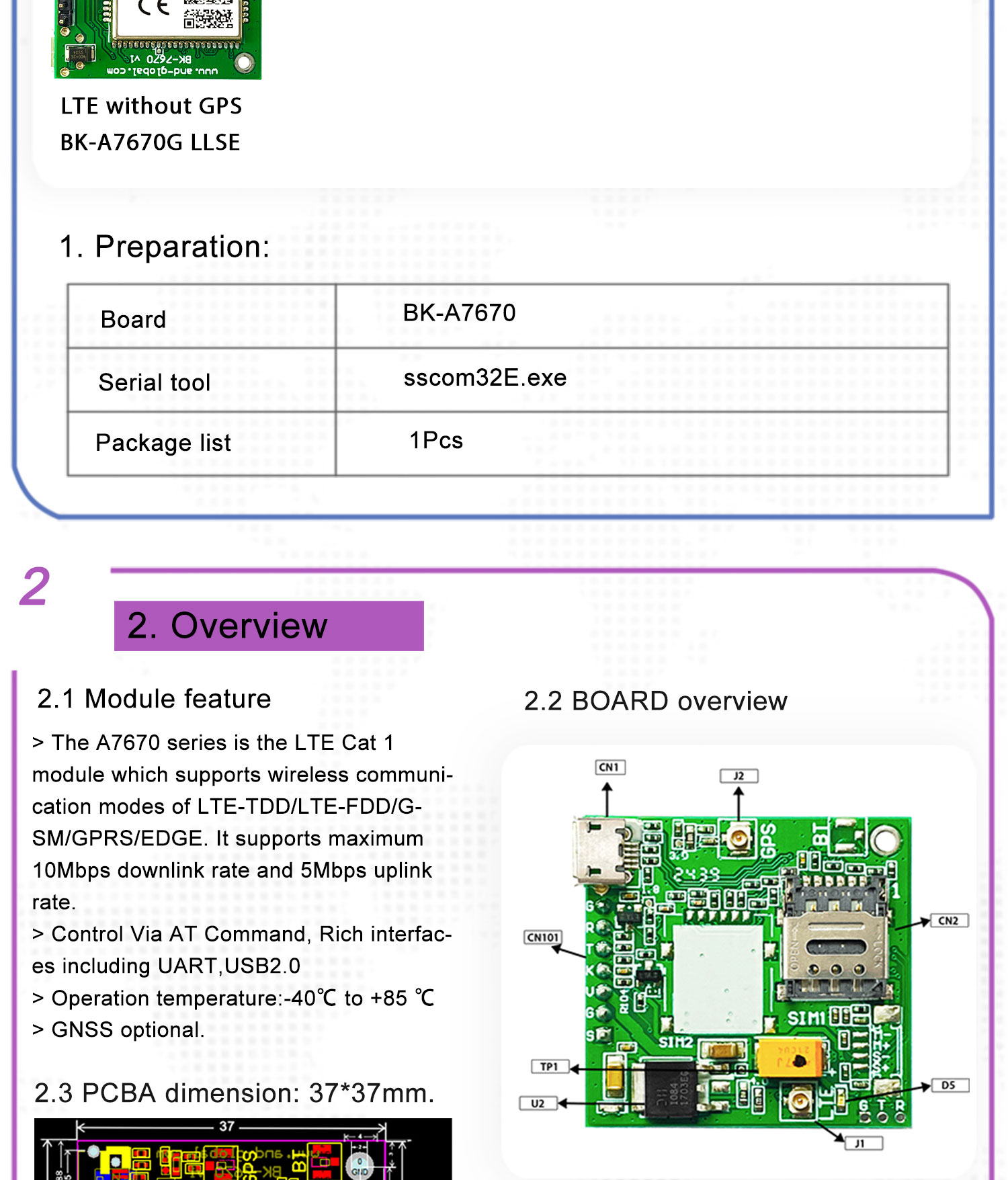 LTE Cat1 A7670G Development Board 4G GSM with global bands A7670G breakout kits 5